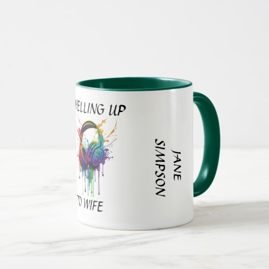 Nivelleren tot vrouw. Pas getrouwd bruidscadeau Mok (Voorkant rechts)