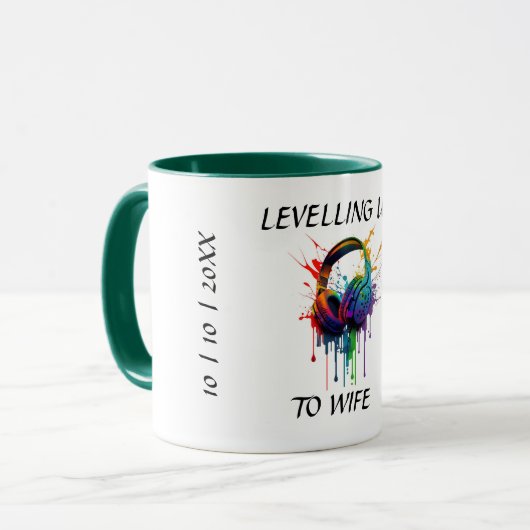 Nivelleren tot vrouw. Pas getrouwd bruidscadeau Mok (Voorkant links)