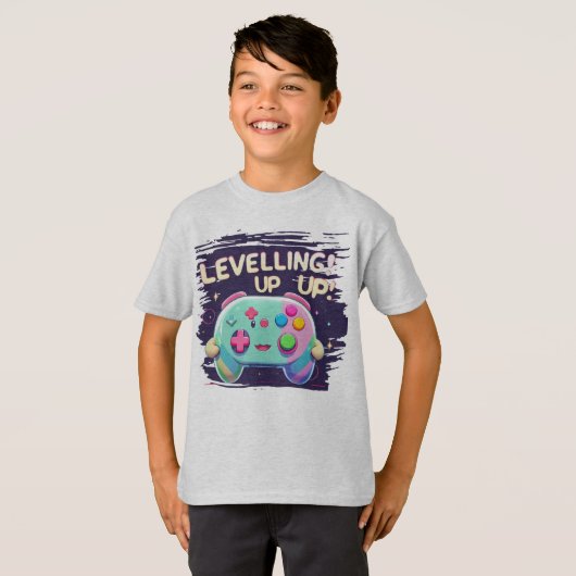 Nivellering omhoog! Schattigee gaming controller K T-shirt (Voorkant volledig)