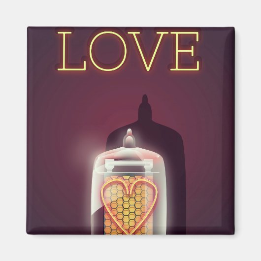 Nixie-buizen 'Liefde' vintage poster Magneet (Voorkant)