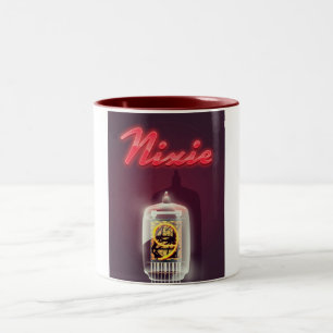 Nixie-buizen vintage poster tweekleurige koffiemok