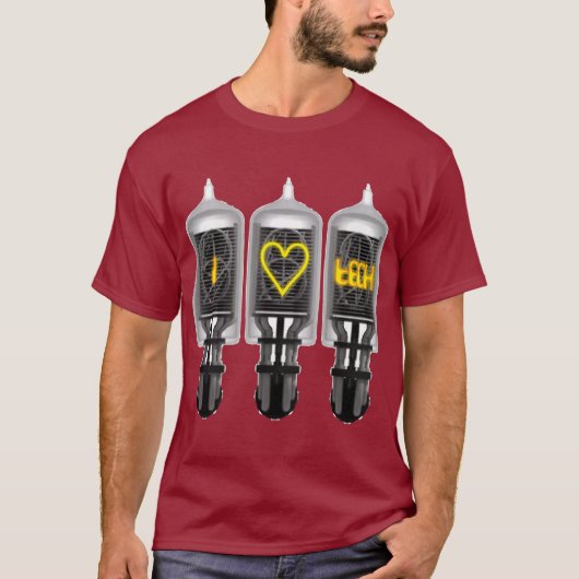 Nixie Tube Tech Love T-shirt (Voorkant)