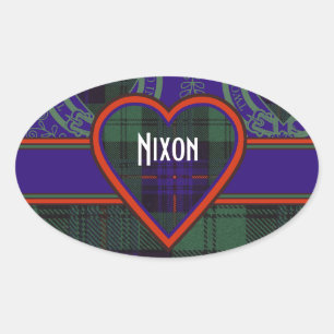 Nixon clan Pset Scottish kilt tartan Ovale Sticker