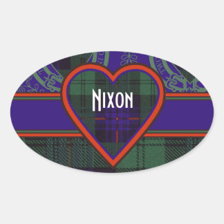 Nixon clan Pset Scottish kilt tartan Ovale Sticker