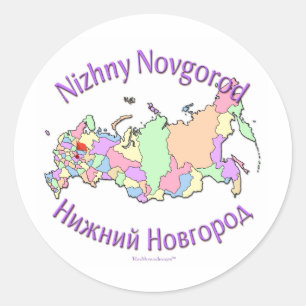 Nizhny Novgorod Rusland Map Ronde Sticker