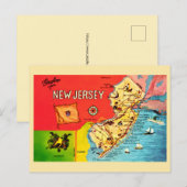 NJ Kaart van Stranden Grens Posteelkaart (Voorkant / Achterkant)