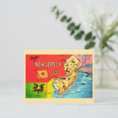NJ Map of Beaches Bordered Postcard Briefkaart (Staand voorkant)