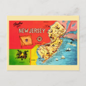 NJ Map of Beaches Bordered Postcard Briefkaart (Voorkant)