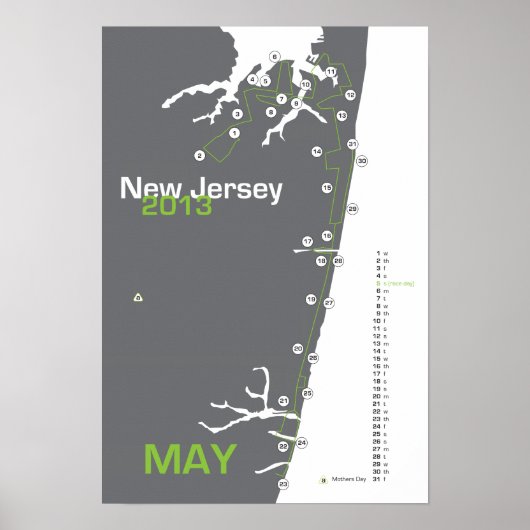 NJ Marathon Map Poster (Voorkant)