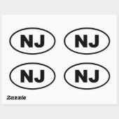 NJ New Jersey Ovale Sticker (Vel)