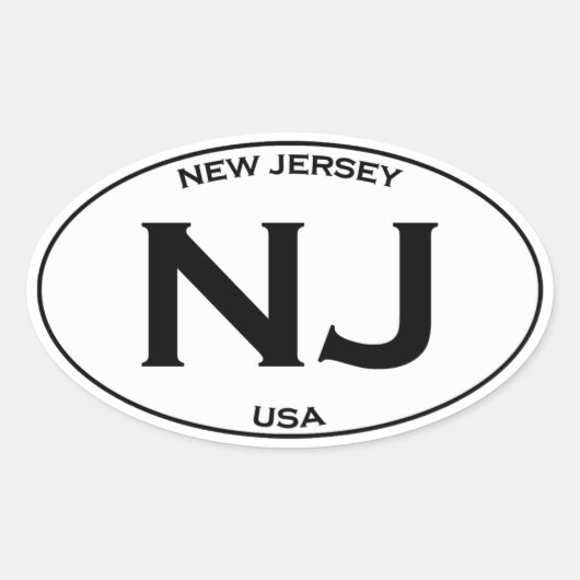 NJ - New Jersey USA Oval Logo Ovale Sticker (Voorkant)