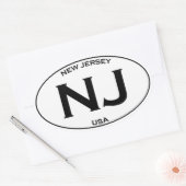 NJ - New Jersey USA Oval Logo Ovale Sticker (Envelop)