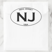 NJ - New Jersey USA Oval Logo Ovale Sticker (Tas)