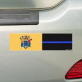 NJ & Politie Dunne Blauwe Lijn Vlag Bumpersticker (Op auto)