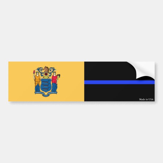 NJ & Politie Dunne Blauwe Lijn Vlag Bumpersticker (Voorkant)