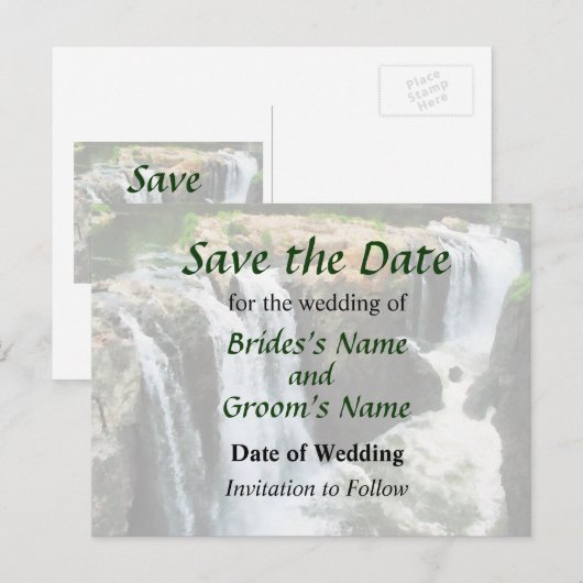 NJ - Waterfall Paterson NJ Save the Date Aankondigingskaart (Voorkant / Achterkant)