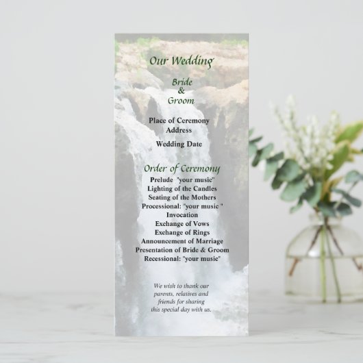 NJ - Waterfall Paterson NJ Wedding Programme Programmakaart (Staand voorkant)