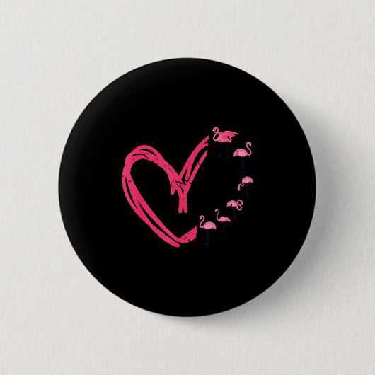 Nk Animal Valentines Day Gift Flamingo  Ronde Button 5,7 Cm (Voorkant)
