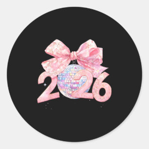 Nk Boog Coquette Disco Bal Gelukkig Nieuwjaar 2026 Ronde Sticker
