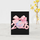 Nk Bow Coquette Disco Ball Happy New Year 2026 Kaart (Gele Bloem)