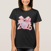 Nk Bow Coquette Disco Ball Happy New Year 2026  T-shirt (Voorkant)