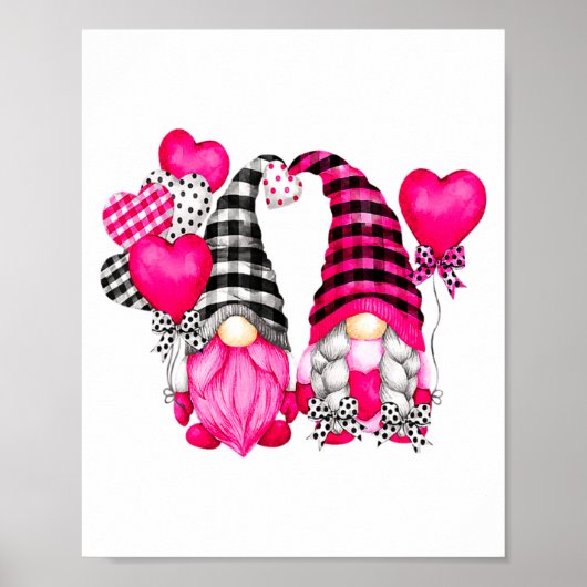 Nk Buffalo Plaid And Heart Balloons Valentines D Poster (Voorkant)