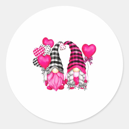 Nk Buffalo Plaid And Heart Balloons Valentines D  Ronde Sticker (Voorkant)