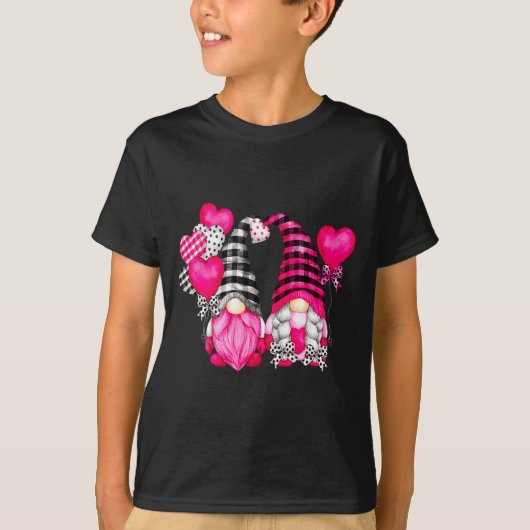 Nk Buffalo Plaid And Heart Balloons Valentines D  T-shirt (Voorkant)