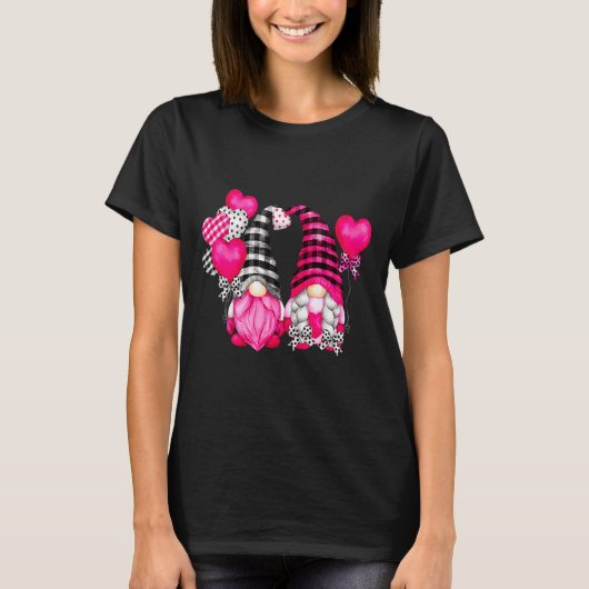 Nk Buffalo Plaid And Heart Balloons Valentines D  T-shirt (Voorkant)