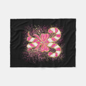 Nk Christmas Candy Cane Preppy Coquette Xmas Bow G Fleece Deken (Voorkant (Horizontaal))