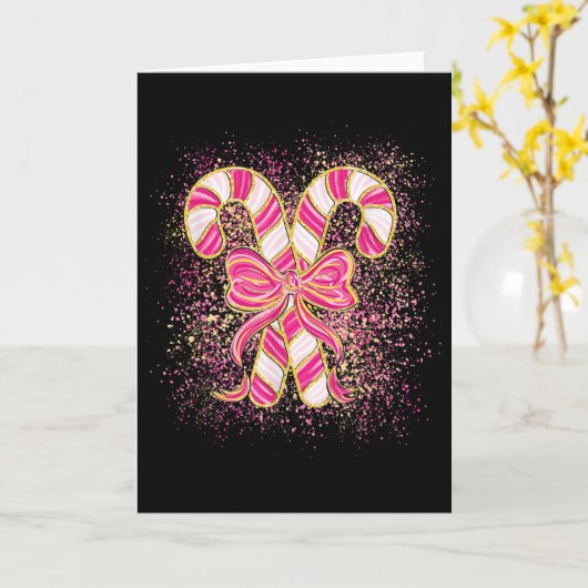 Nk Christmas Candy Cane Preppy Coquette Xmas Bow G Kaart (Gele Bloem)