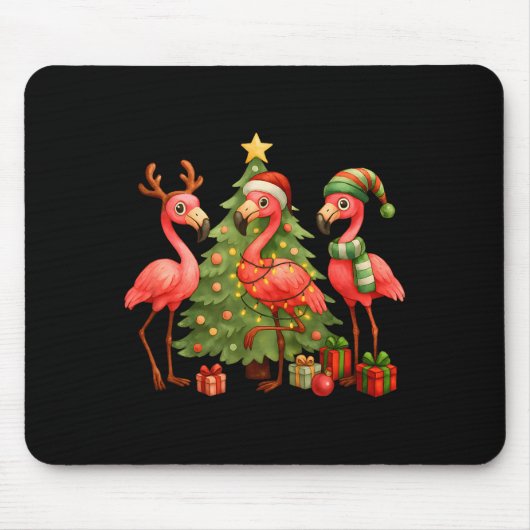 Nk Christmas Flamingos _ Cute Holiday Tree &amp; D Muismat (Voorkant)