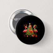Nk Christmas Flamingos _ Cute Holiday Tree & D Ronde Button 5,7 Cm (Voorkant /achterkant)