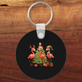 Nk Christmas Flamingos _ Cute Holiday Tree & D Sleutelhanger (Voorkant)