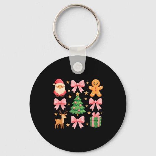 Nk Coquette Bow Christmas Tree Santa Gingerbread X Sleutelhanger (Voorkant)