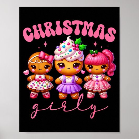 Nk Cute Gingerbread Christmas Girly Pajama Outfits Poster (Voorkant)