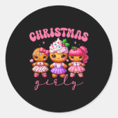 Nk Cute Gingerbread Christmas Girly Pajama Outfits Ronde Sticker (Voorkant)