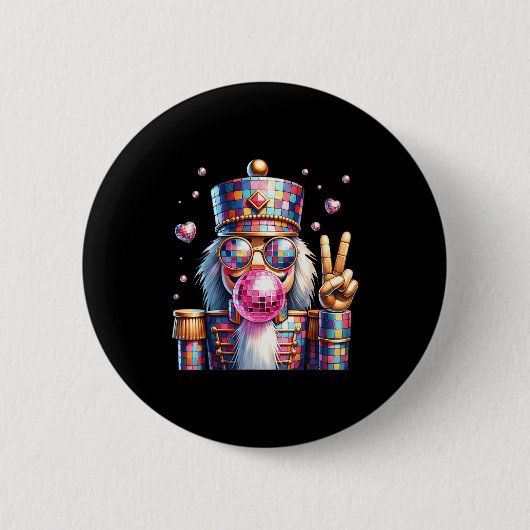 Nk Disco Nutcracker Bubblegum Christmas For Men Wo Ronde Button 5,7 Cm (Voorkant)