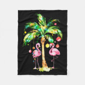 Nk Flamingo Christmas Palm Tree Trocal Xmas Holida Fleece Deken (Voorkant)