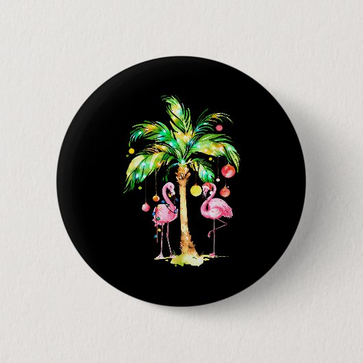 Nk Flamingo Christmas Palm Tree Trocal Xmas Holida Ronde Button 5,7 Cm (Voorkant)