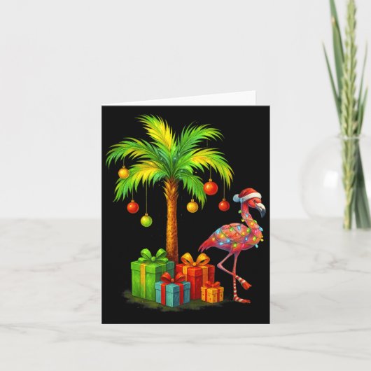 Nk Flamingo Christmas Palm Tree Trocal Xmas Kaart (Voorkant)