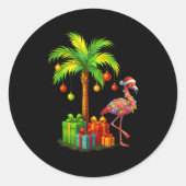 Nk Flamingo Christmas Palm Tree Trocal Xmas  Ronde Sticker (Voorkant)
