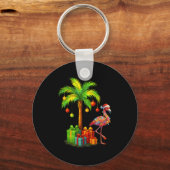 Nk Flamingo Christmas Palm Tree Trocal Xmas Sleutelhanger (Voorkant)