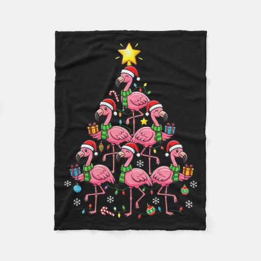 Nk Flamingo Christmas Tree Santa Flamingo Holiday  Fleece Deken (Voorkant)