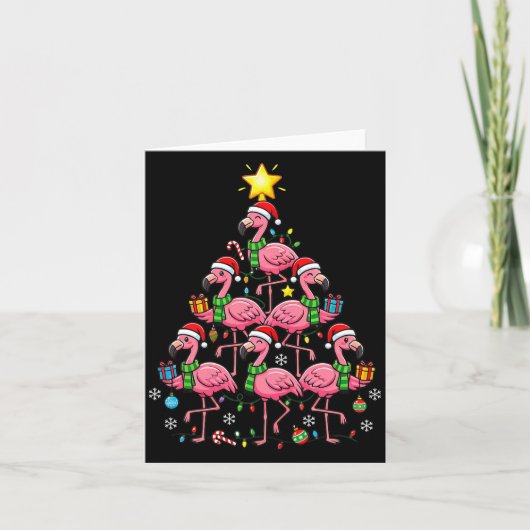 Nk Flamingo Christmas Tree Santa Flamingo Holiday  Kaart (Voorkant)