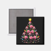 Nk Flamingo Christmas Tree Santa Flamingo Holiday  Magneet (Voorkant / Achterkant)