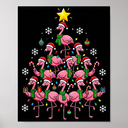Nk Flamingo Christmas Tree Santa Flamingo Holiday  Poster (Voorkant)