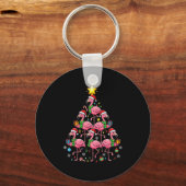 Nk Flamingo Christmas Tree Santa Flamingo Holiday  Sleutelhanger (Voorkant)