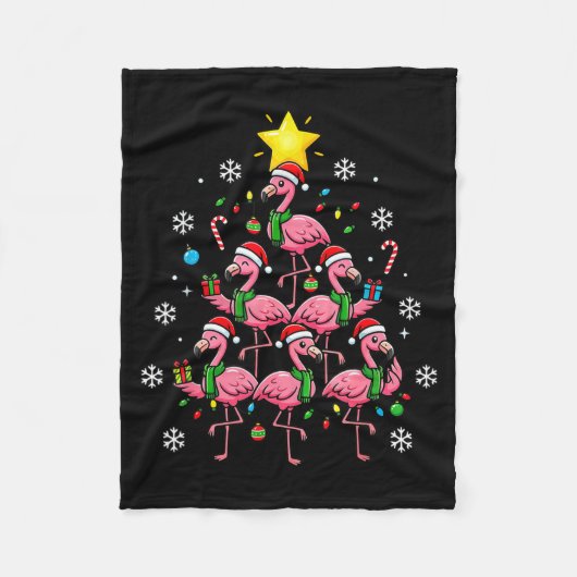 Nk Flamingo Christmas Tree With Santa Hats & H Fleece Deken (Voorkant)