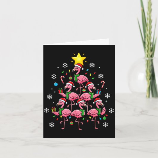 Nk Flamingo Christmas Tree With Santa Hats &amp; H Kaart (Voorkant)